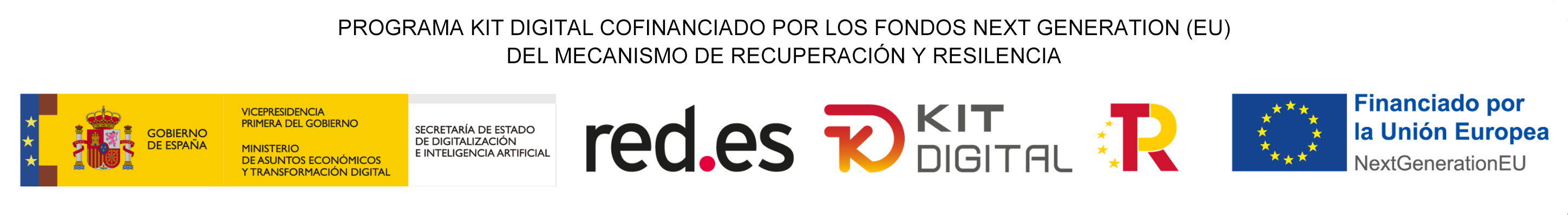 Logotipos del Gobierno de España, logotipo de red.es, logotipo de kit digital y logotipo de financiado por la Unión Europea.